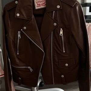 Levi's Brown Leather Jacket Size XS, Never Worn
